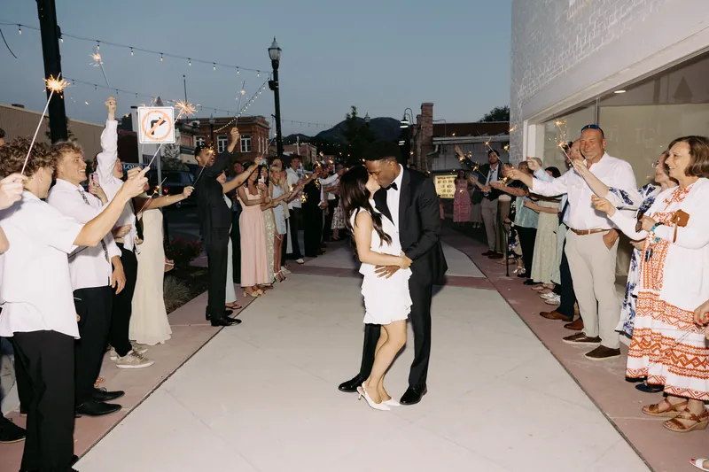 Sparkler send-off on Main Street outside Moments on Main, Payson, Utah