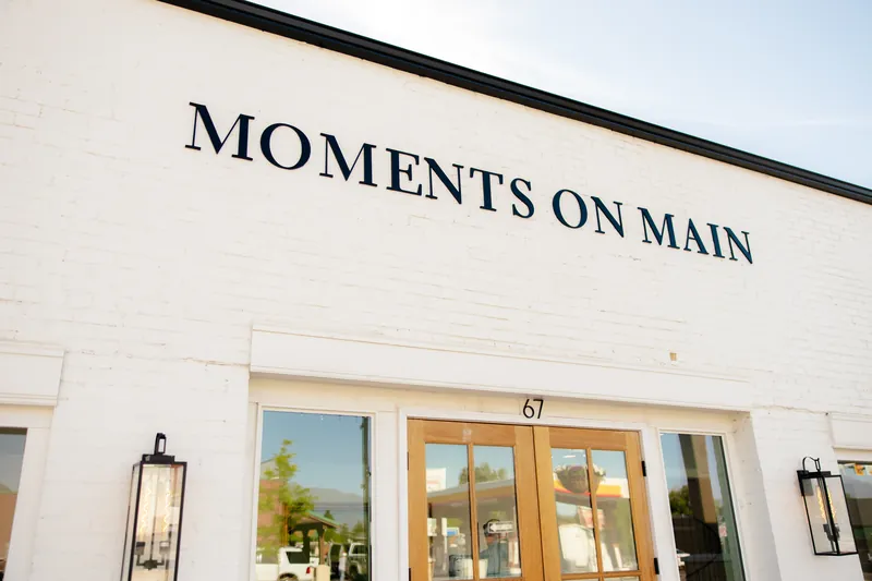 Moments on Main signage and entrance at 67 N Main St, Payson, Utah