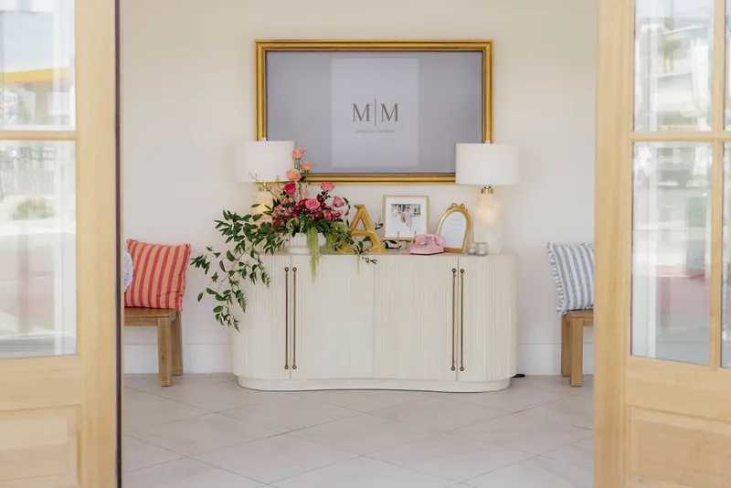 Entry console with the Moments on Main monogram, Payson